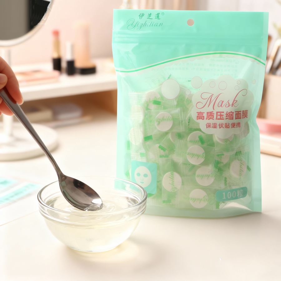 蚕丝型天丝压缩面膜纸DIY自制纸膜超薄省水补水鬼脸面罩孕妇可用