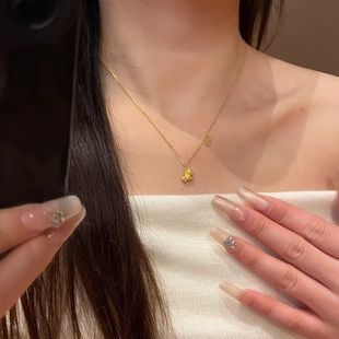 马上有钱黄金项链百搭显瘦锁骨链不掉色爆款送女友本命年招财礼物