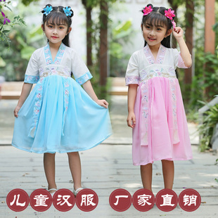 汉服女童齐胸襦裙中国风女孩传统刺绣改良复古唐装儿童古装仙女服