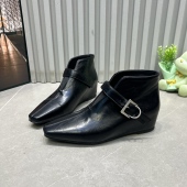 及踝靴2026新款 方头V形尖口设计款 女鞋 抖音爆款 时尚 内增银扣显瘦