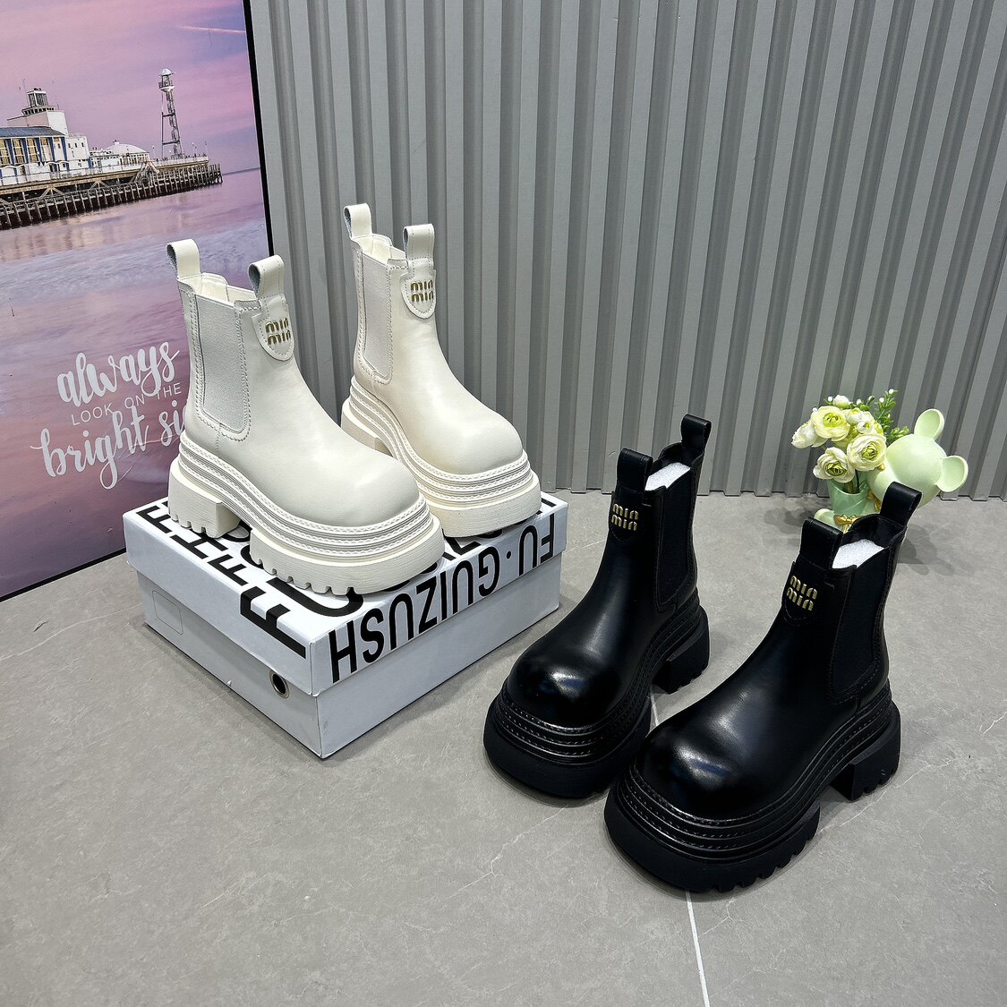 欧货马丁靴女鞋套筒新款8CM厚底增高烟筒切尔西三层底短筒骑士靴