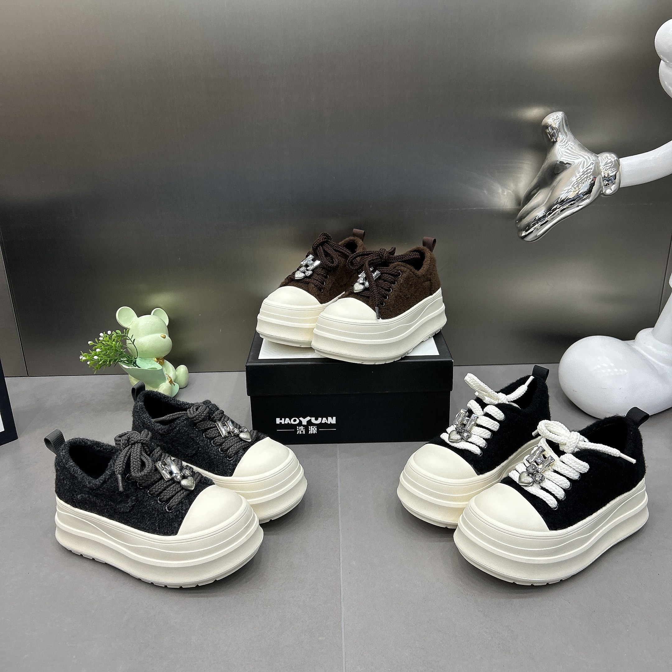 2025年新款秋季毛呢超轻厚底松糕增高圆头系带马丁靴女低帮板鞋,女鞋,松糕（摇摇）鞋,淘宝优惠券,粉丝福利购,淘宝优惠卷