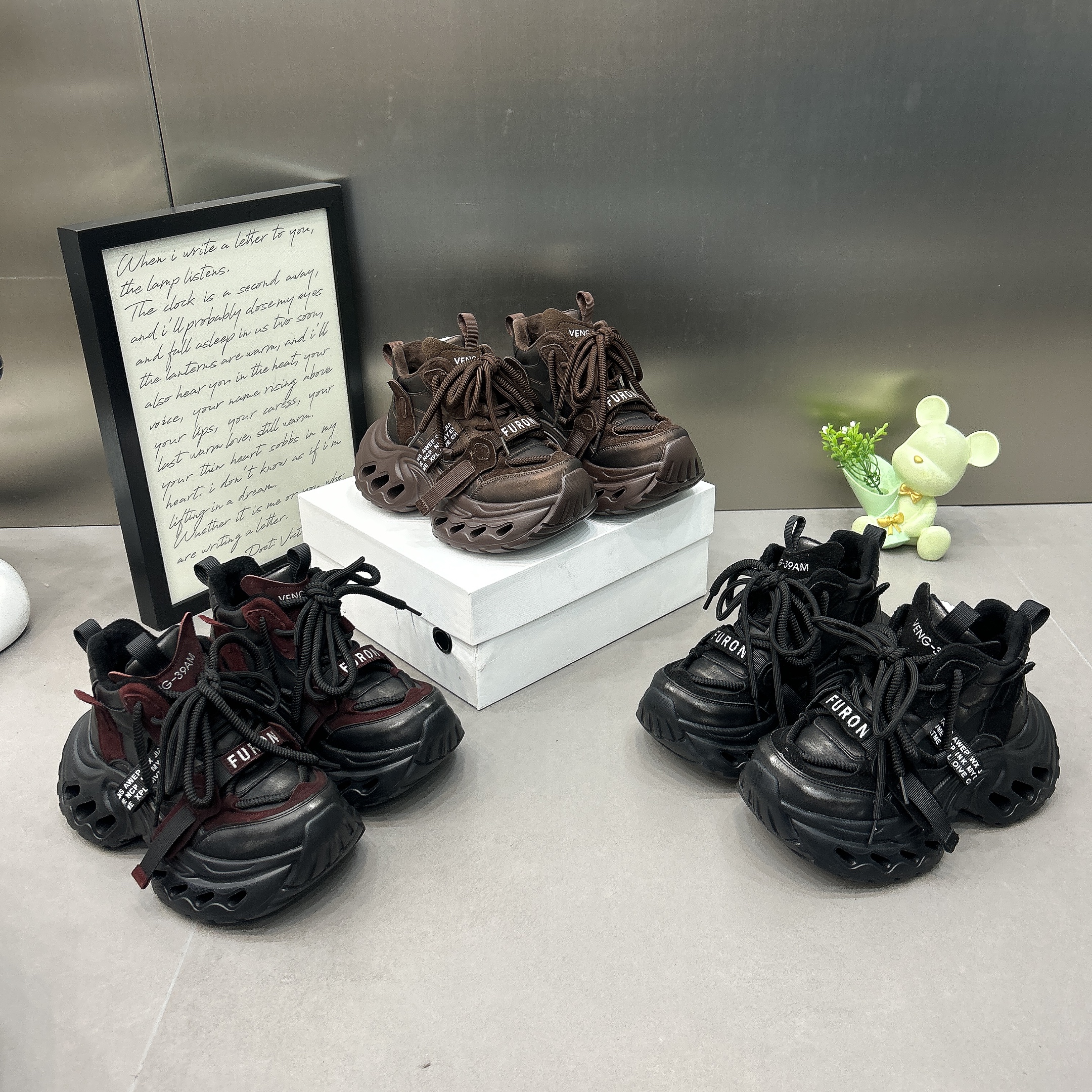 2025冬新款7CM厚底增高帮老爹鞋女加绒黑色运动鞋ins潮百搭休闲鞋