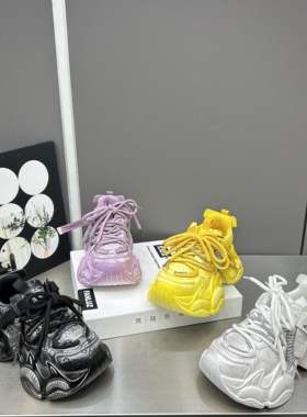 欧货彩色擦色做旧老爹鞋女2026春6cm厚底增高百搭休闲运动鞋单鞋