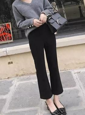 色喇叭裤女春秋款2025新黑小个子显DAITU202瘦胖mm大码直款筒夏弹