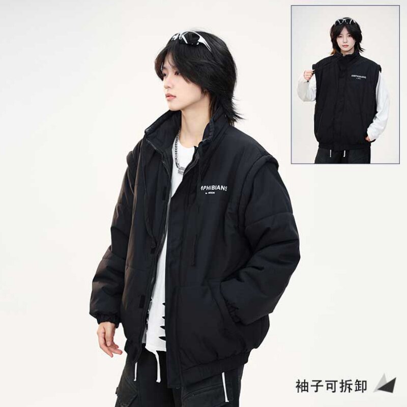 袖子可拆卸男女同款棉服女2025年冬季时尚加厚保暖情侣装宽松外套