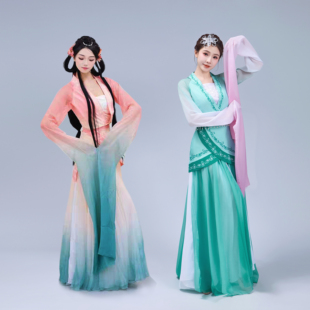 汉服舞台演出服儿童 舞蹈演出服采薇踏歌古典舞水袖 原版 踏春行同款
