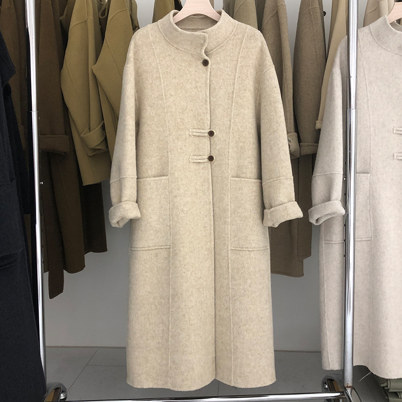 2024秋冬立领单排扣羊毛外套时尚