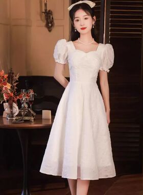 晚礼服女轻奢小众高端法式高级感领证登记白色订婚连衣裙成人礼夏