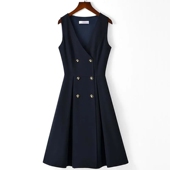 2024春秋新款 气质知性职业连衣裙女教师学院风显瘦马甲裙背心裙潮