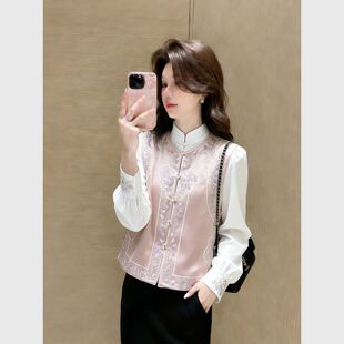 独特超好看粉色新中式国风马甲女2026春装新款叠穿马夹无袖上衣