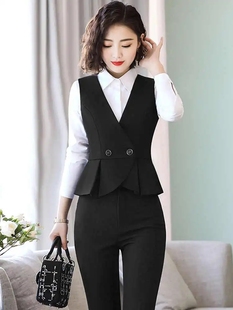 马甲外套职业新款 黑色西装 气质时尚 春秋背心工作服工装 女 马甲女款