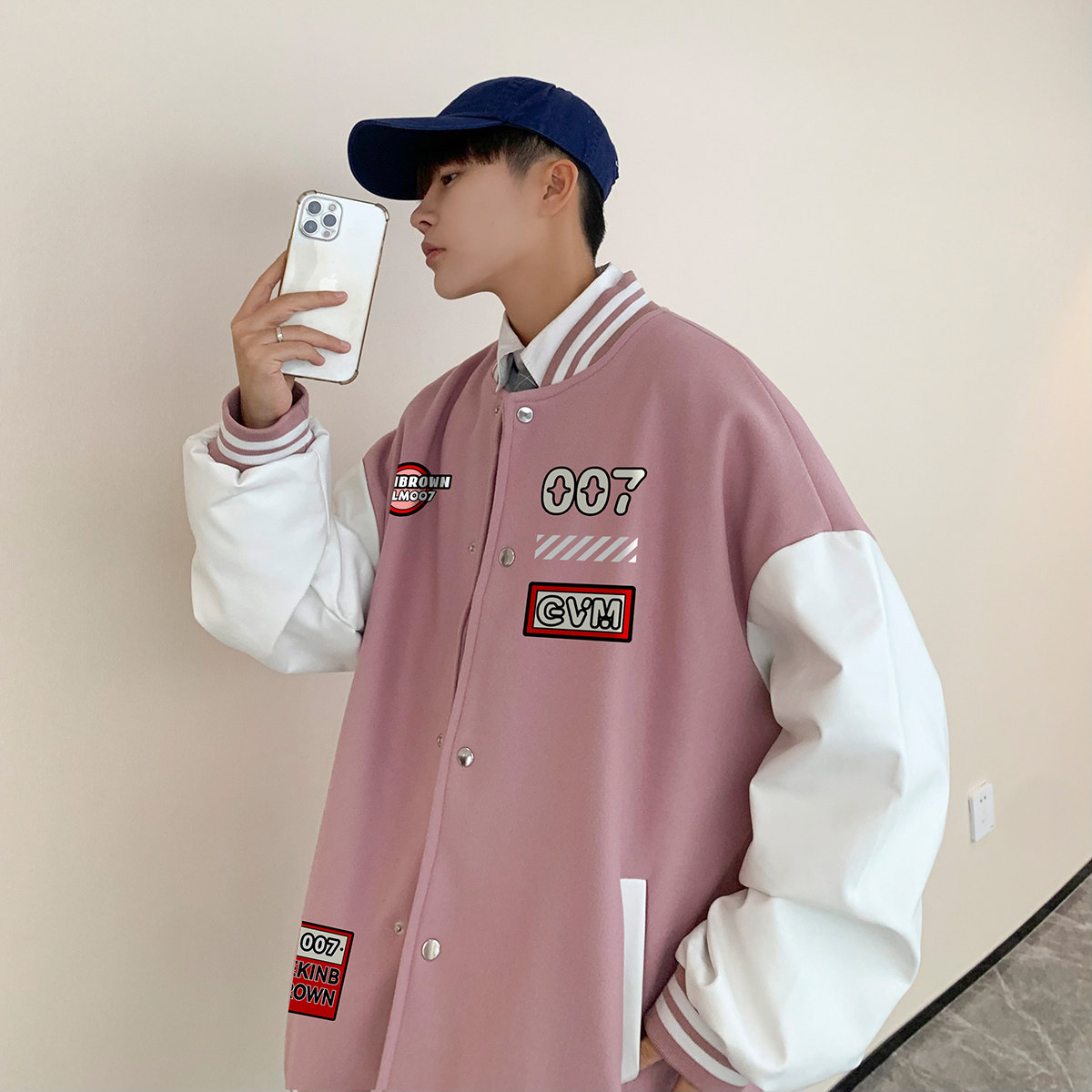 港风潮牌休闲宽松条纹印花潮棒球服男夹克男外套男JK7583P78,男装夹克,星座227-7