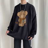 秋季港风长袖印花毛线毛衣男宽松休闲圆领套头针织衫线衣7930P48，男装针织衫/毛衣，星座227-7