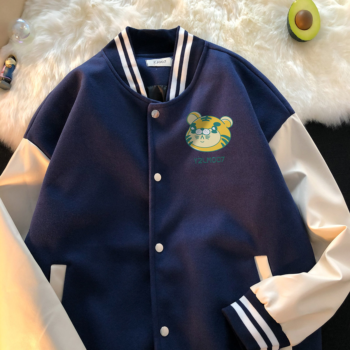 港风潮牌休闲宽松夹克男潮虎年老虎印花棒球服外套男JK7738P75,男装夹克,星座227-7