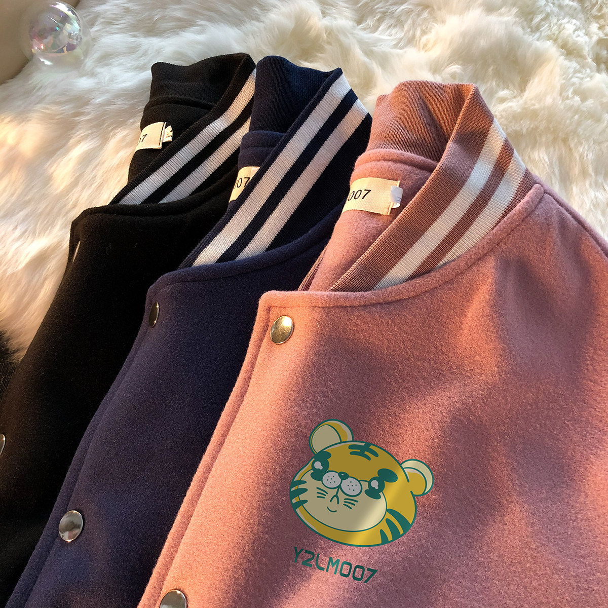 港风潮牌休闲宽松夹克男潮虎年老虎印花棒球服外套男JK7738P75,男装夹克,星座227-7