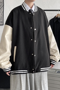 港风秋季毛呢子休闲宽松潮流夹克棒球服外套大皂风7423P70图片