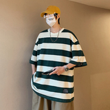 港风休闲运动情侣大码中性潮条纹短袖T恤男DT7752P35，男装T恤，星座227-7