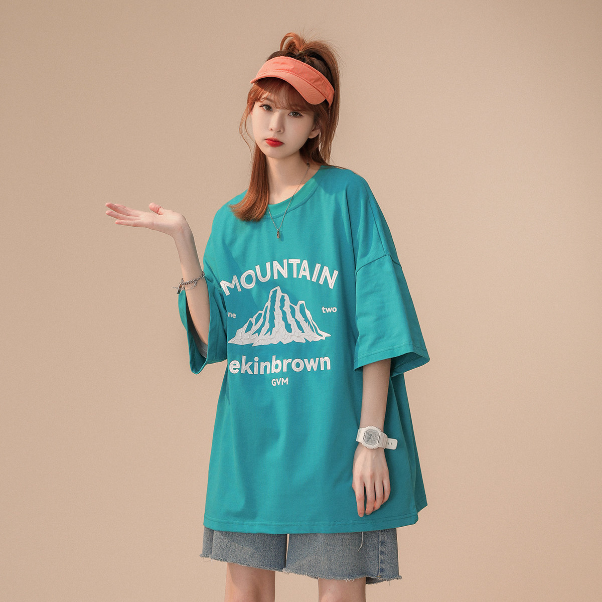 中性风 特殊工艺印花 休闲情侣T恤女潮短袖T恤男DT7655P25控图片