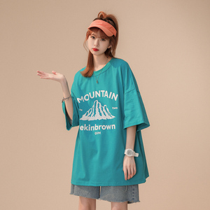 中性风 特殊工艺印花 休闲情侣T恤女潮短袖T恤男DT7655P25控图片