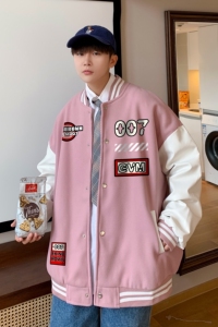 港风潮牌休闲宽松条纹印花潮棒球服男夹克男外套男JK7583P78图片