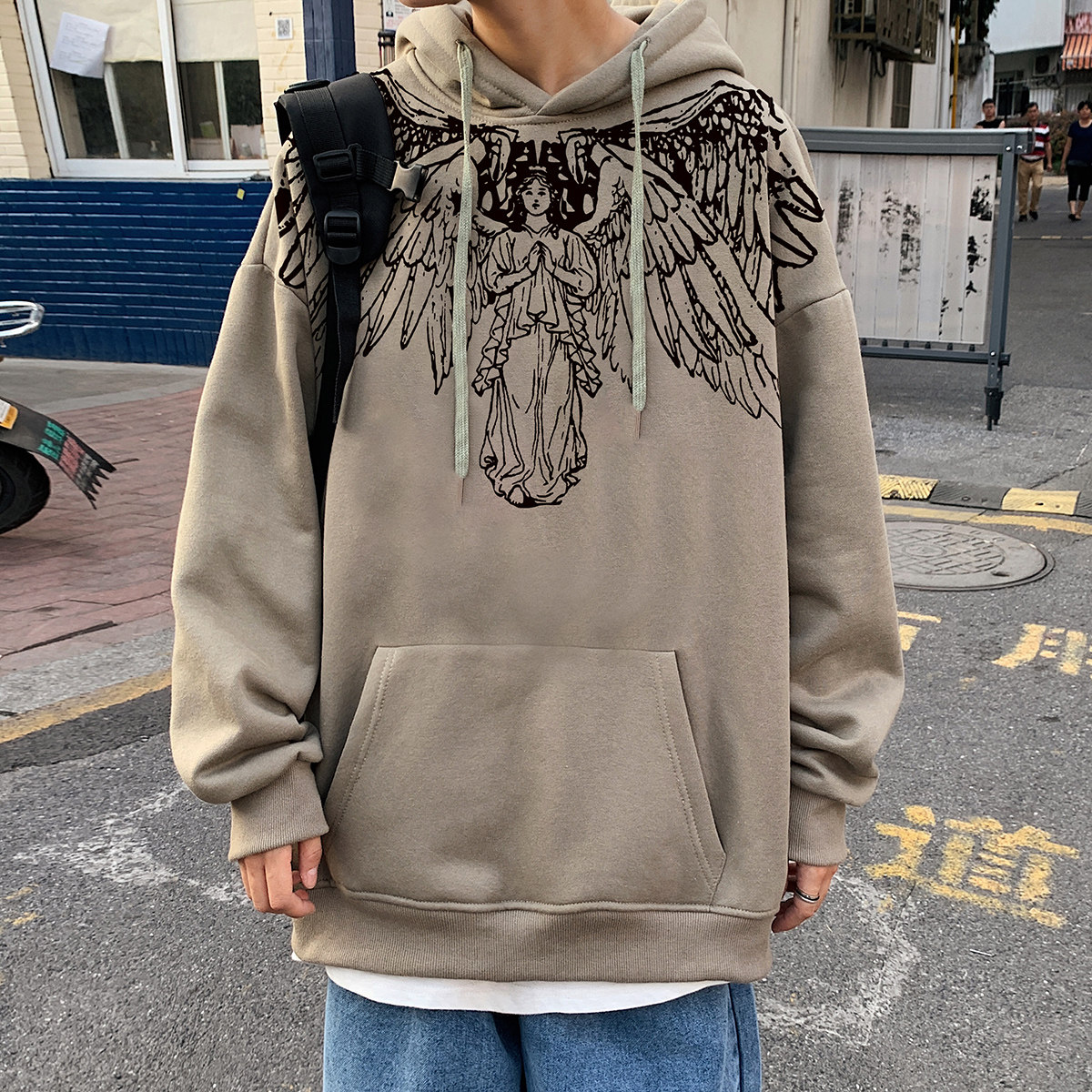 秋季港风中性风流行情侣大码休闲运动连帽印花卫衣男女外套702P45,男装卫衣,星座227-7