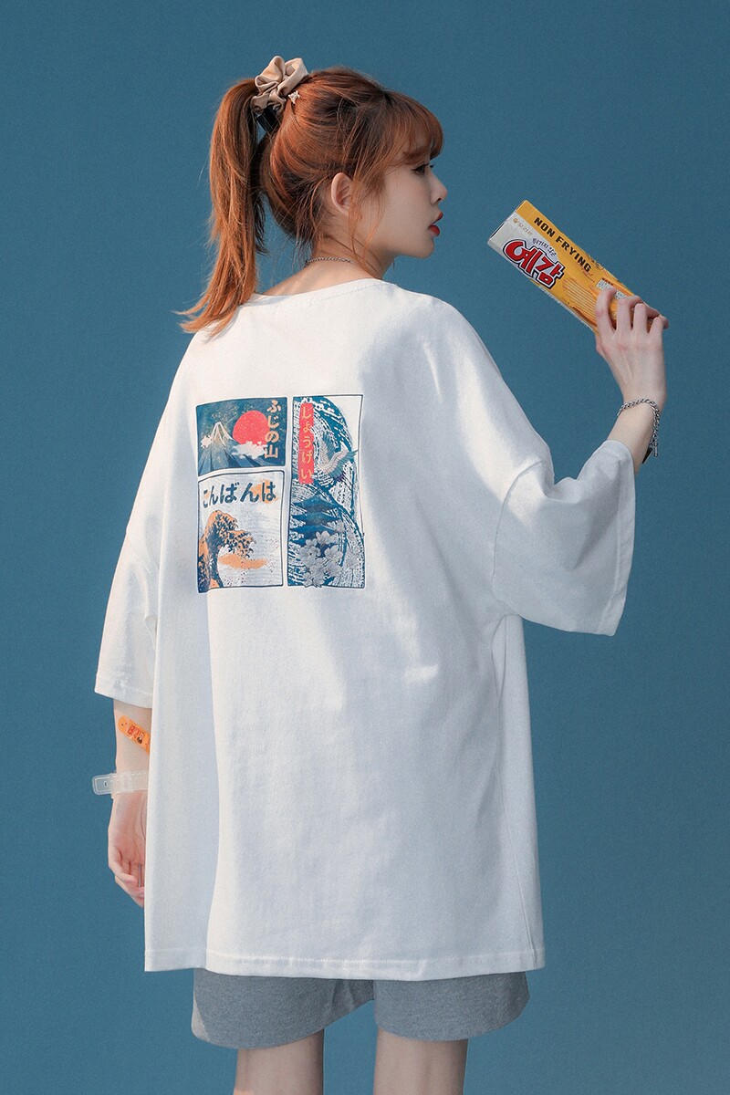中性风短袖T恤女港风日系休闲情侣大码风短袖T恤男DT7645P30,男装T恤,星座227-7