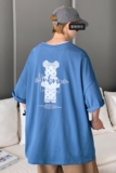 图案已注册港风日系中性休闲情侣大码风短袖T恤DT7736P25，男装T恤，星座227-7