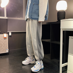 秋季新款港风休闲裤男卫裤宽松九分裤运动裤男长裤K7126P35图片