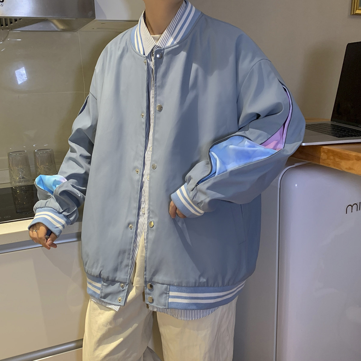 港风秋季潮牌休闲宽松潮流夹克男潮棒球服外套男7412P70,男装夹克,星座227-7