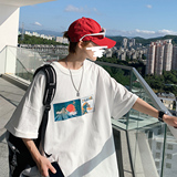 图案已注册港风日系中性休闲情侣大码风短袖T恤DT7645P30，男装T恤，星座227-7