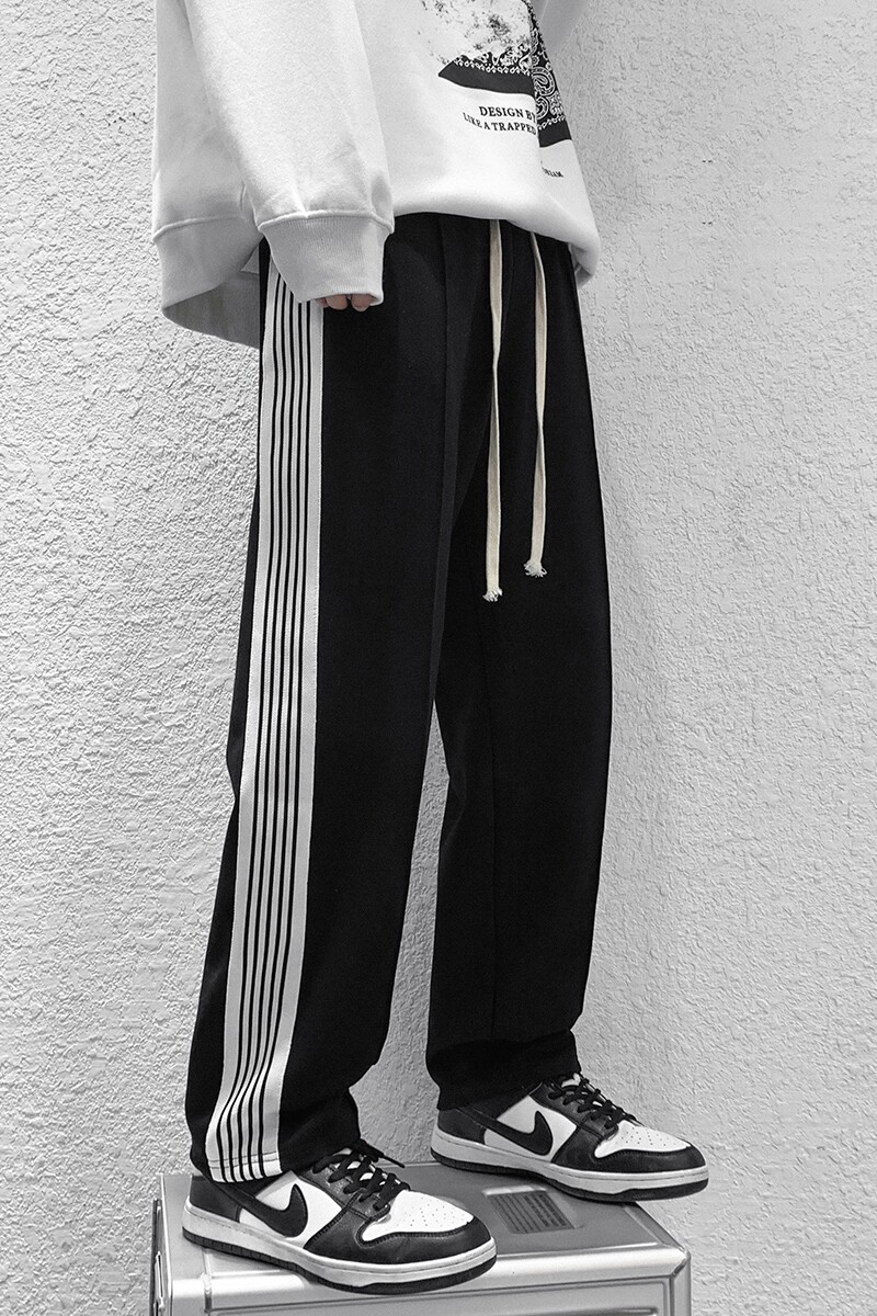 港风加绒加厚休闲裤男卫裤男宽松九分裤运动裤男长裤K7532P50,男装休闲裤,星座227-7