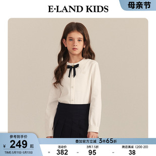 新品 女童软萌娃娃领蝴蝶结长袖 kids衣恋童装 衬衫 2024年春季 eland