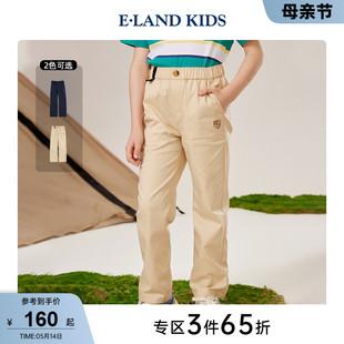 新品 eland 夏季 男童休闲学院风盾徽直筒长裤 kids衣恋童装