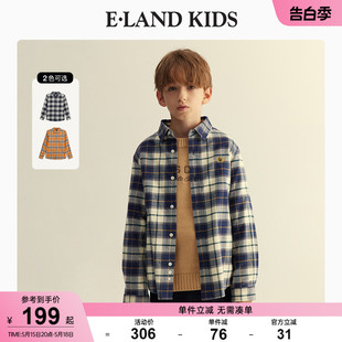 kids衣恋童装 衬衫 新品 复古休闲格纹长袖 男童美式 eland