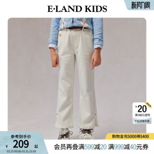 kids衣恋童装 子白裤 女童牛仔裤 复古学院风刺绣裤 春秋休闲裤 eland