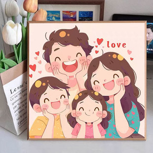 全家福5d钻石贴画2025新款满钻客厅卧室卡通手工点粘钻十字绣挂画