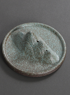 日式粗陶香插复古圆形线香底座