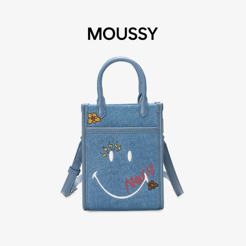MoussyxSmiley牛仔帆布手机包小斜挎包包迷你女包