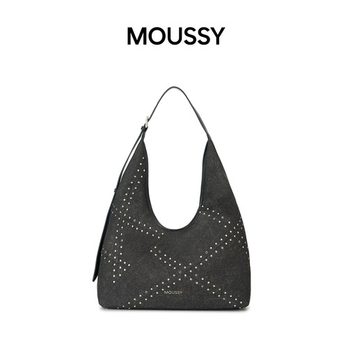 Moussy女牛仔帆布单肩hobo包大容量通勤包托特包高级感女包