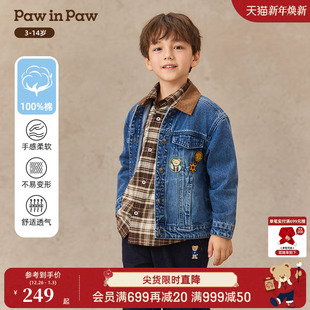 男童翻领牛仔外套宽松夹克 新款 PawinPaw卡通小熊童装 25年秋季