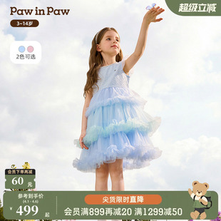 新款 女童儿童网纱甜美公主连衣裙 26年春夏季 PawinPaw卡通小熊童装