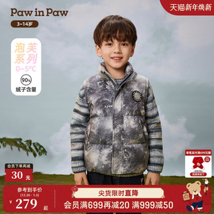 风羽绒马甲保暖叠穿 男童工装 PawinPaw卡通小熊童装 25年秋冬新款