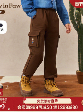PawinPaw卡通小熊童装25年秋冬新款男童休闲百搭舒适长裤工装裤