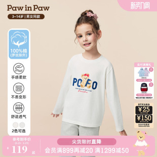 新款 25年秋季 PawinPaw卡通小熊童装 男女童圆领T恤 商场同款