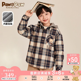 儿童棉服男童学院风格 PawinPaw卡通小熊童装 春款 新款 纹加绒外套