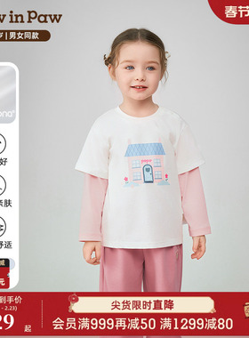 【索罗娜】PawinPaw卡通小熊童装25年秋季新款男女宝宝假两件T恤