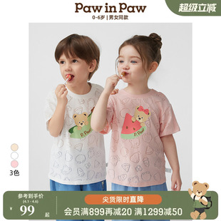 PawinPaw卡通小熊童装 T恤 春夏男女宝宝圆领宽松印花短袖