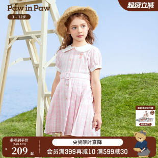PawinPaw卡通小熊童装 纹印花连衣裙 春夏季 女童学院风格