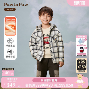 25年秋冬新款 PawinPaw卡通小熊童装 男童休闲格子外套 索罗娜